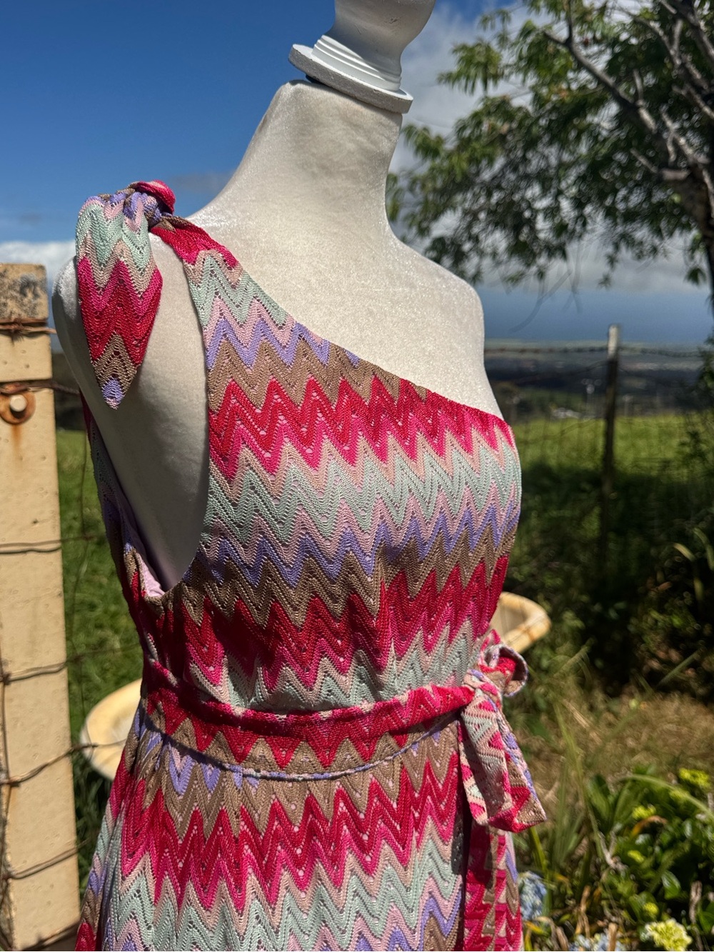 NWT Show me your Mumu Nice Zig Zag Maxi Dress pink Purple Large - Picture 3 of 10